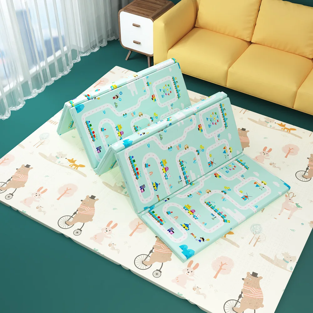 200*180*1.5CM/1CM Folding Baby Play Mat for Kids Thick Cartoon Crawling Pad Soft XPE Smellless Rug Parlor Game Blanket Cushion