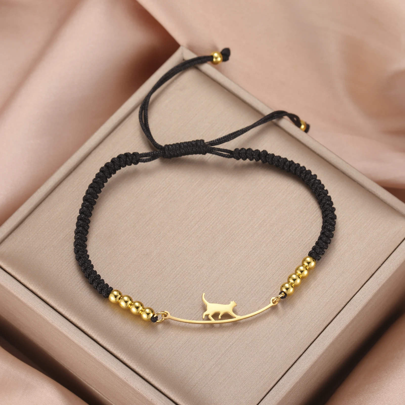 COOLTIME Niedliche Katzen-Armbänder für Damen, Edelstahl, hübsches Tier-Armband, Kpop-Mode, verstellbare Kette, Schmuck – Detail 3