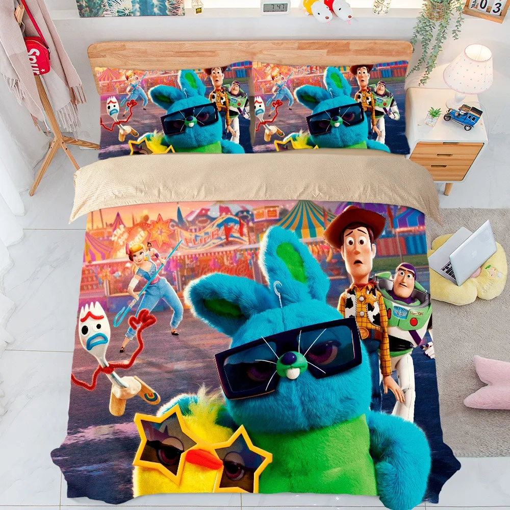 Cartoon animation Bedding Set Toy Story Quilt Cover Pillowcase,Toy Story Bedding Set for Children boys,Buzz Lightyear Duvet Cove