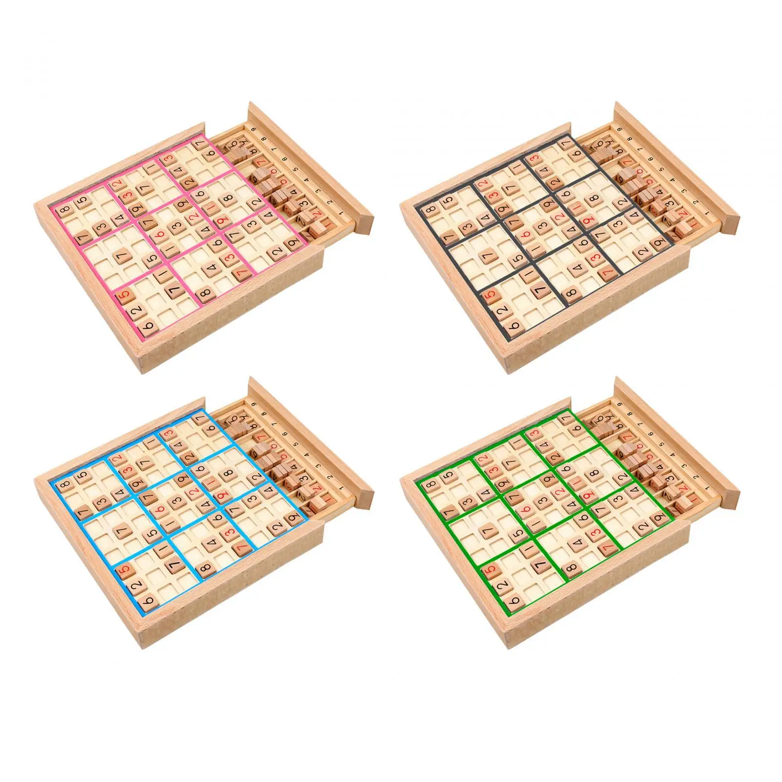 Wooden Sudoku Game Toy Portable Puzzles Learning Toy for Kids Christmas Gift