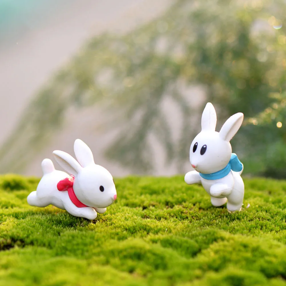 

8Pcs Rabbit DIY Craft Decor Miniature Ornament Kits Various Colors Tie Miniature Garden Fairy Garden Terrarium Plant Decoration