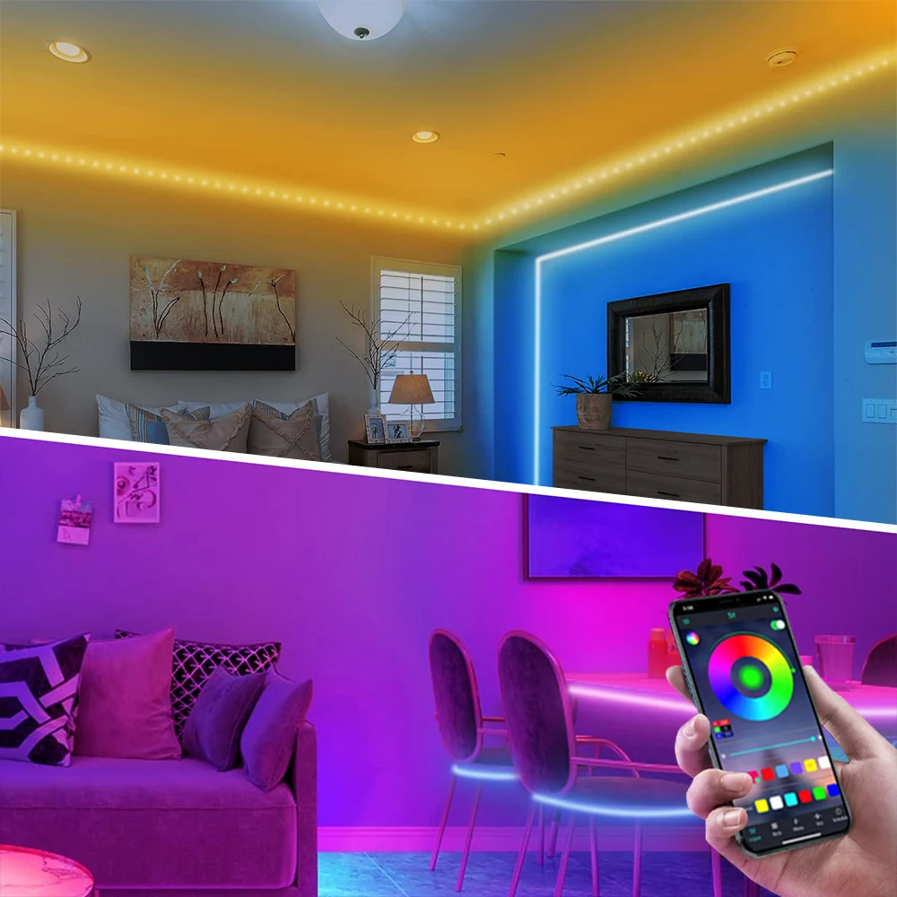 1PC LED strip light, professional 5050RGB SMD technology, with APP+44 keys remote control, suitable for indoor lighting.