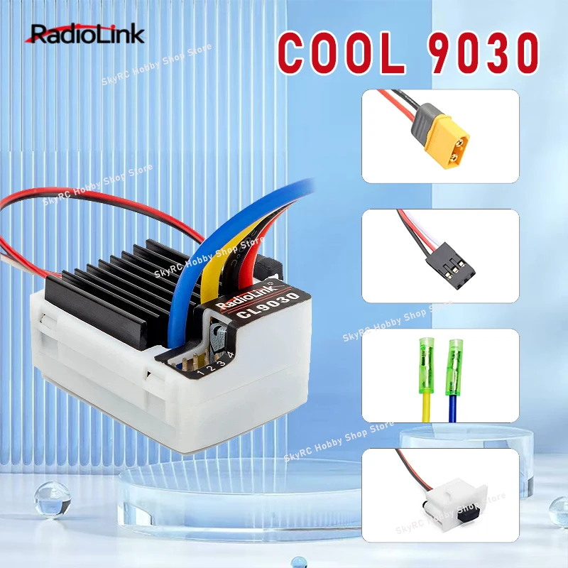 

Radiolink Waterproof Brushed ESC COOL 9030 90A Speed Controller with 5.5V/3A 7.5V/3A BEC for Traxxas SCX10 HSP Car Boat Crawler