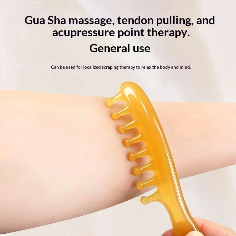 Harzkamm für Kopfmassage mit glatten, abgerundeten Zähnen, bequemem Griff für Haarpflege, Entspannung und Linderung von Kopfspannungen. – Detail 10