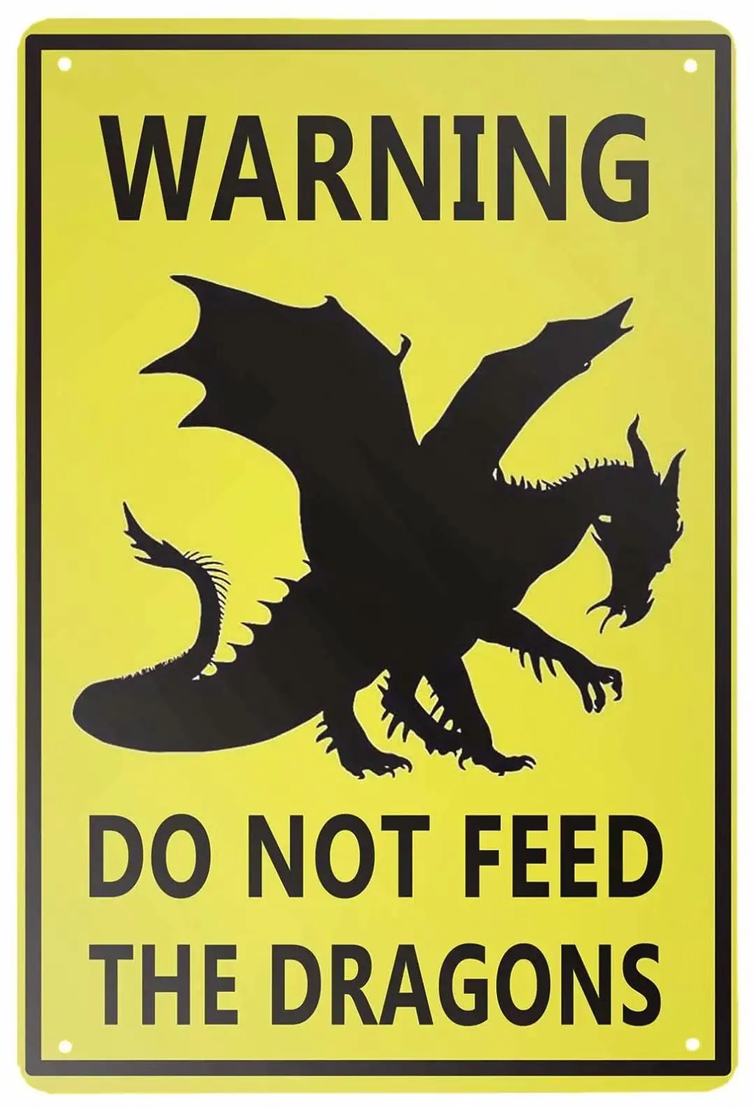 Retro Tin Sign Warning Do Not Feed The Dragons Metal Sign Wall Art Plaque Poster for Home Bar Pub 8 X12IN