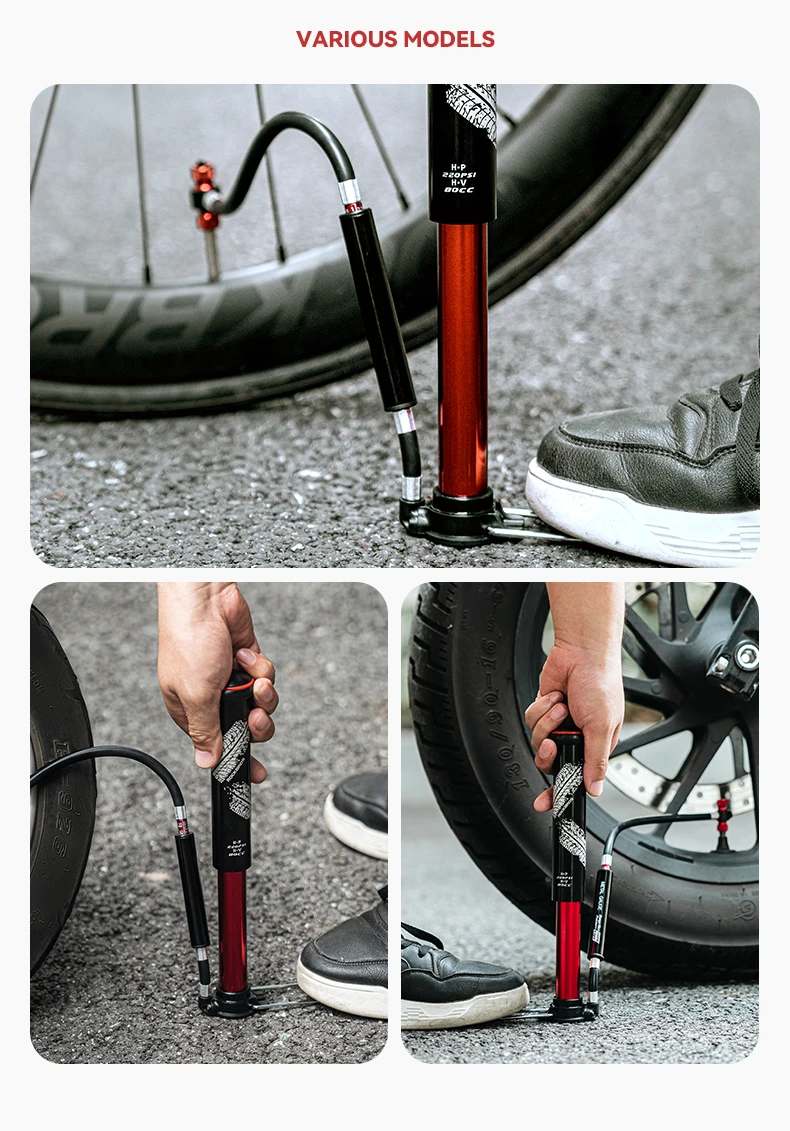 ROCKBROS Fahrradpumpe 220PSI Mini Handluftpumpe Reifenfüller Schrader Presta Tragbare AV/FV MTB Rennrad Zubehör – Detail 12