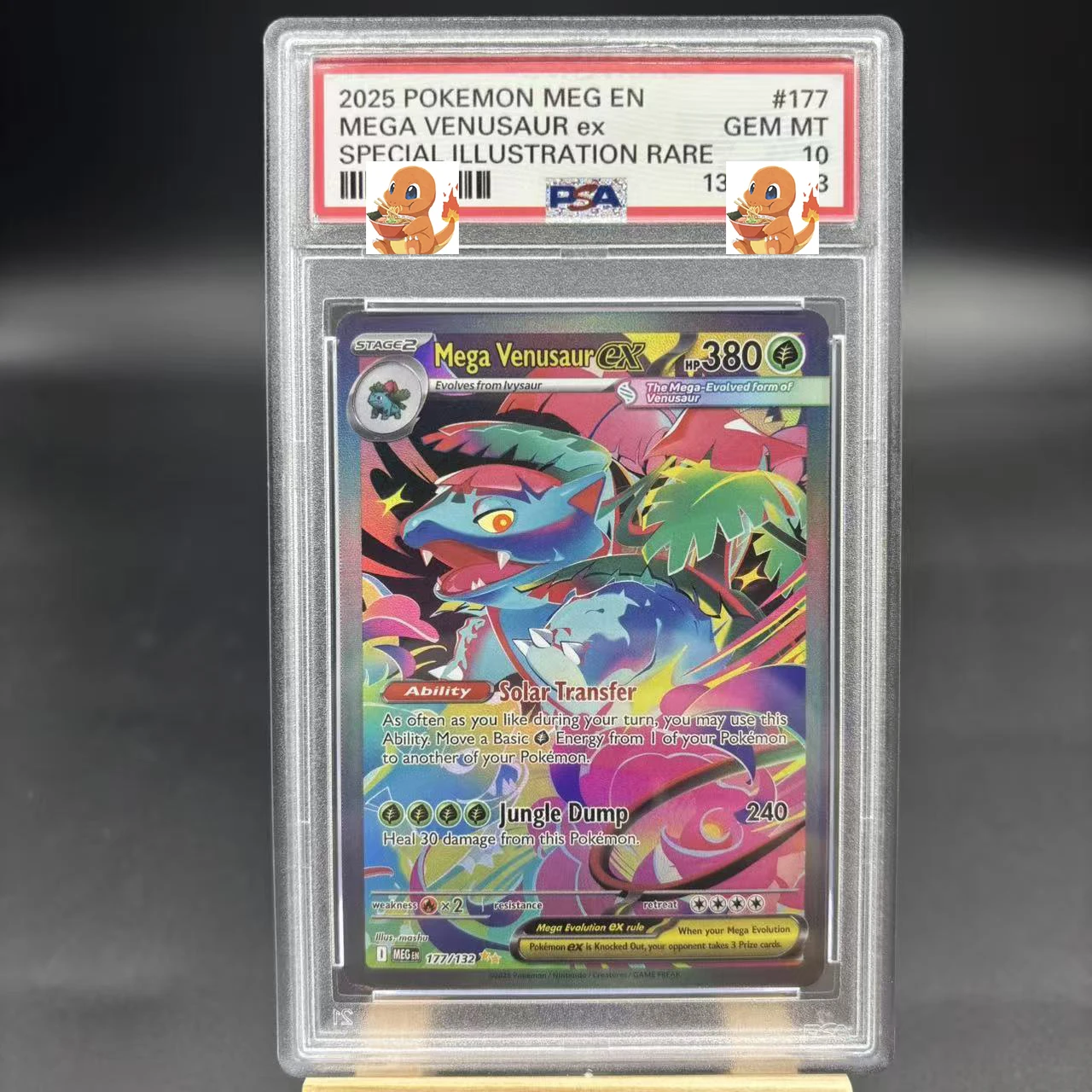 

Diy 1pcs/set Pokemon PTCG Psa MEGA Venusaur Ex Self Control Collect Signature Trading Flash Card Anime Cartoon Gift