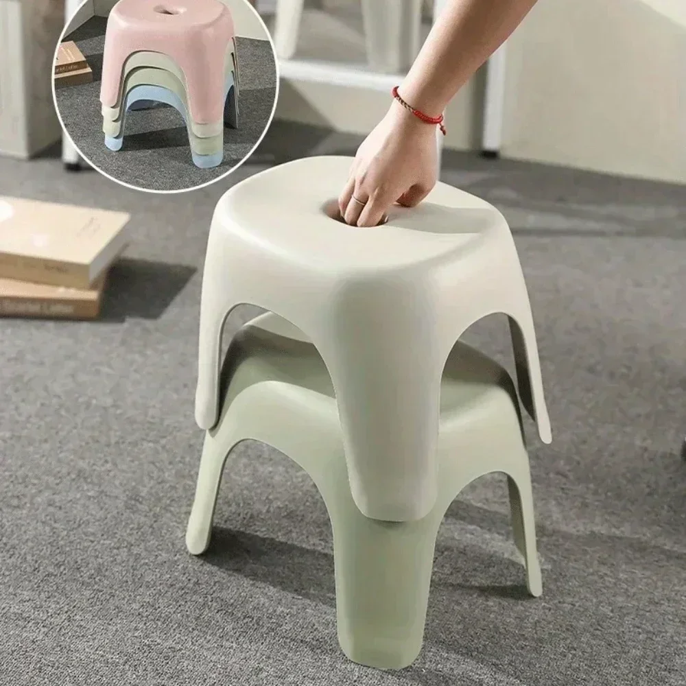 Plastic Small Stool Stackable Thick Stool Household Plastic Multifunctional Portable Bathroom Stool image 4
