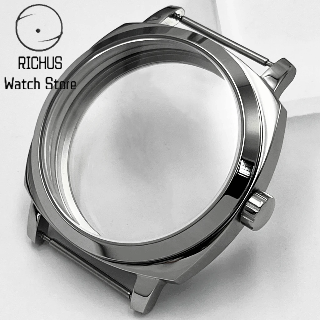 ETA6497 42mm Stainless Steel Silver Watch Case Sapphire Glass Fit ST36 ETA6497 6498 Manual Mechanical Movement Watch Accessories