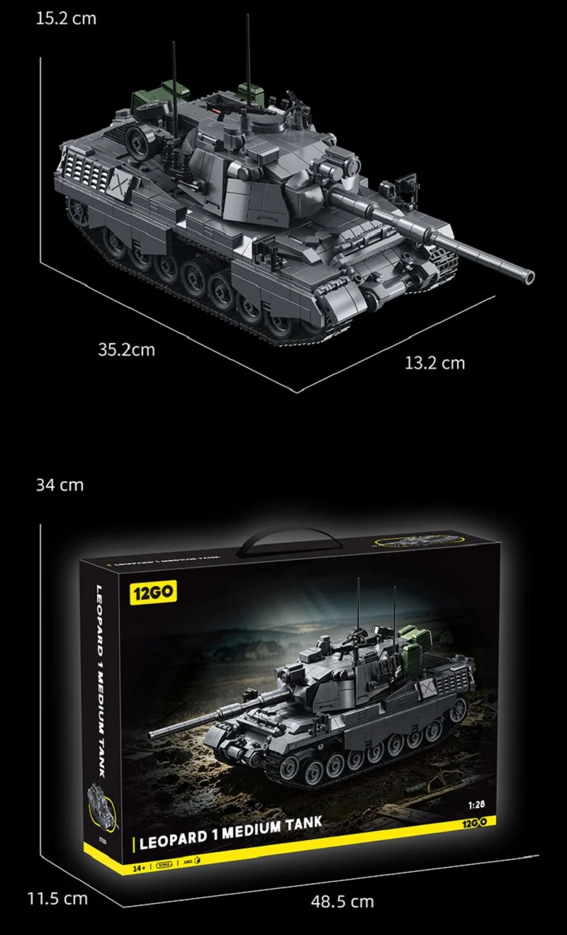 Hobbies and Collectibles Model With BOX 1862pcs Creative MOC Technology Leopard 1 Main Battle Tank Brick Model Toy