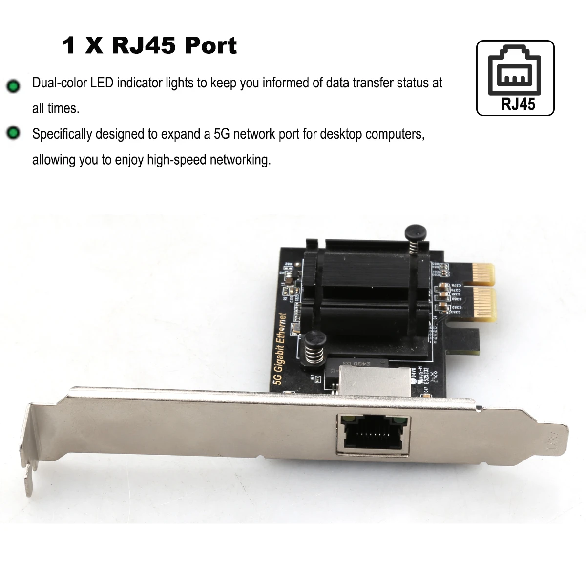 5G PCIe RJ45 ネットワークアダプタ RTL8126B チップ 1000/2500/5000Mbps ギガビットイーサネット Lan コントローラアダプタ PC/デスクトップ Win10/11