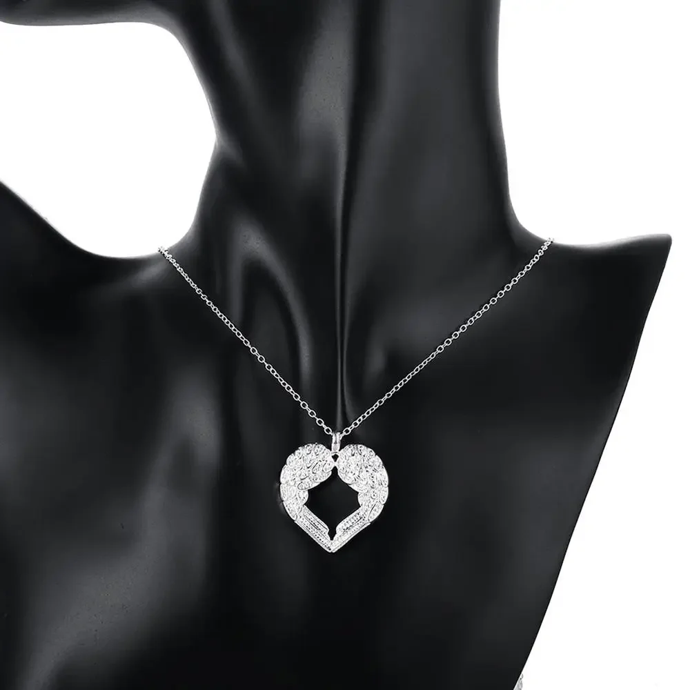 925 sterling Silver Angel wings heart Pendant Necklace For Women luxury fashion party wedding accessories Jewelry Christmas gift