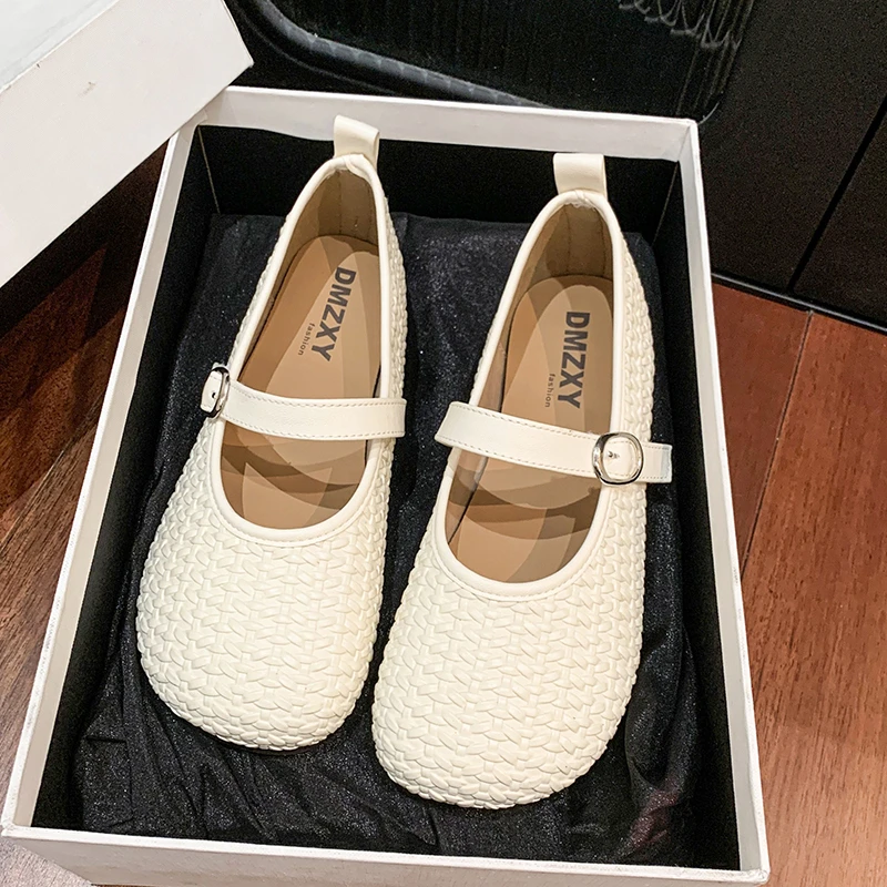 

Женские туфли Мэри Джейн на мягкой подошве, новинка 2023 года, летние тканые рыбацкие туфли на плоской подошве с сетчатым вырезом и сандалии с юбкой