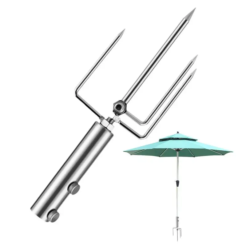 

Stainless Steel Ground Umbrella Stand Sun Umbrella Wind-resistant 4-legged Multi-functional Thickened Universal Umbrella Holder