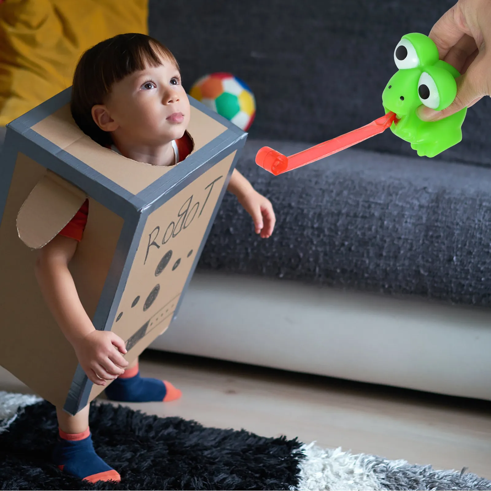 4Pcs Squeeze Frog Dinosaur Relief Stress Decompression Funny Sticky Tongue Fidget Hand Sensory Party Favor Classroom