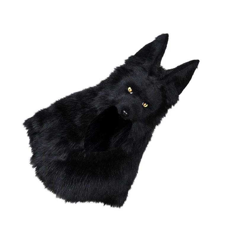 

652F Plush Wolf Head Hat Winter Warm Hat Pullover Hat Roleplay Party Costume Hat Unisex Halloween Costume Hat Party Accessory