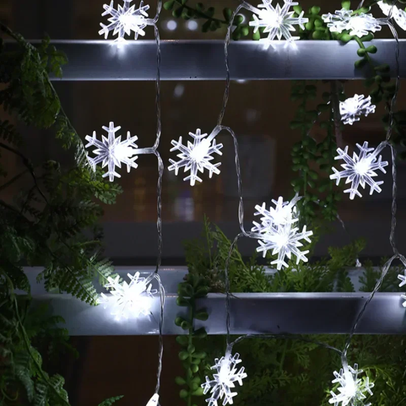 Impermeável Solar LED Snowflake Lights, Holiday String Lights, Fairy Light, Guirlanda de Natal, Jardim, Casamento, Decoração de Ano Novo