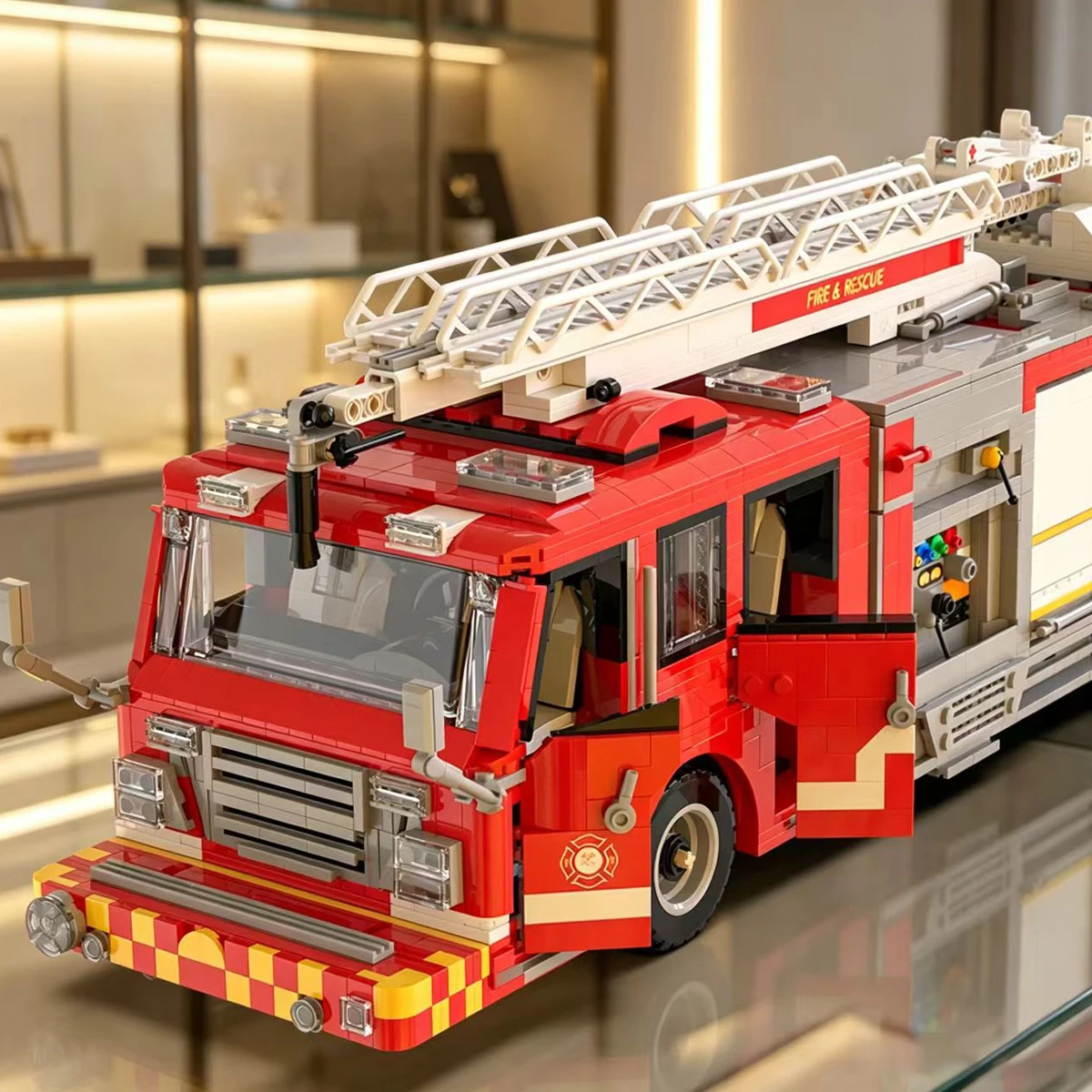Technical Series US Firetruck Elevated Water Towers Building Blocks Fire Engine Model Bricks Toy For Kid Birthday Gift MOC