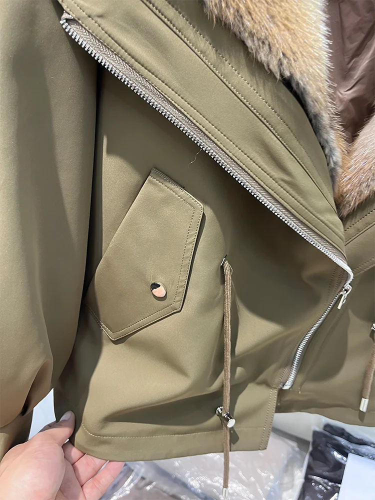 2025 Mode Vrouwen Winter Warm Natuurlijke Ganzendons Jas Echte Muskrat Bontkraag Jassen Casual Vrouwelijke Puffer Jassen