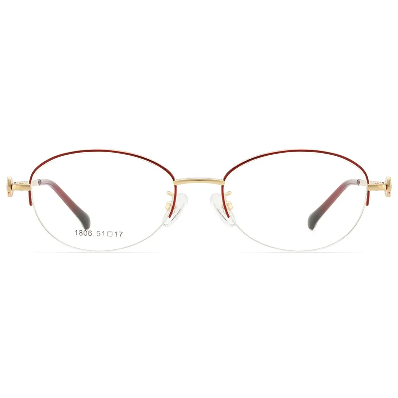 51-17 نظارات قراءة نسائية جديدة خفيفة للغاية بنصف إطار بيضاوية مضادة للأزرق عدسات طبية مخصصة لقصر النظر الاستجماتيزم #3