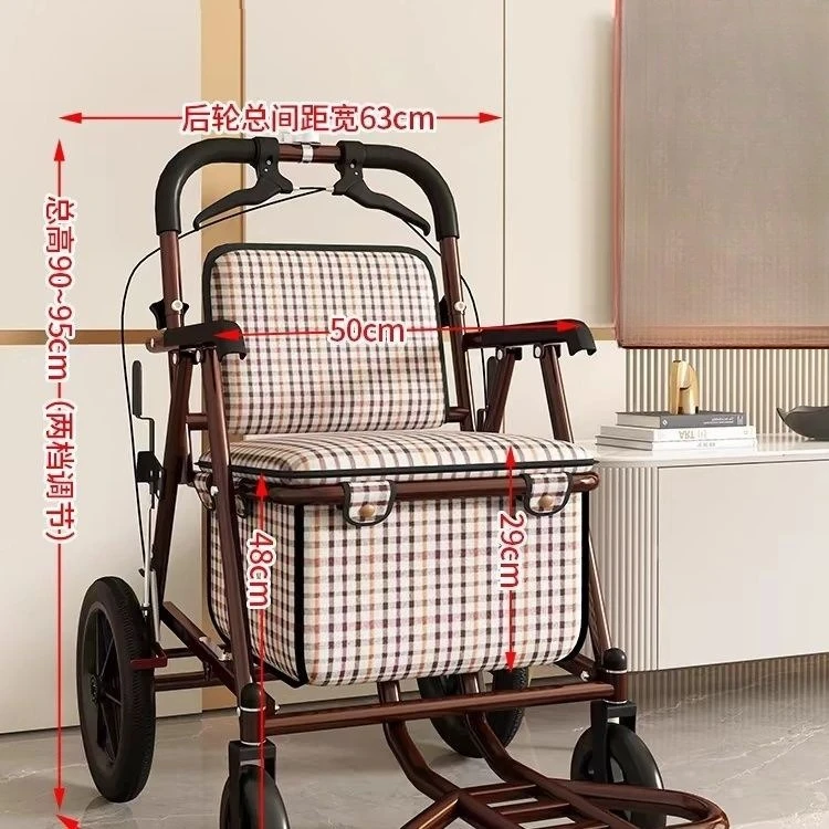 The elderly scooter trolley push people can sit the elderly walk shopping folding portable shopping cart walker