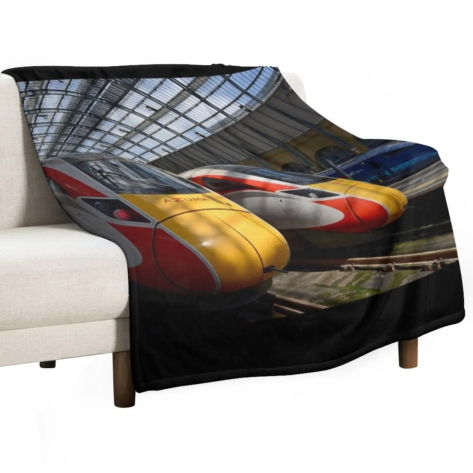 LNER Azuma 801 high speed trains at King's Cross Station Throw Blanket Luxury Designer Sofa Beautifuls Blankets