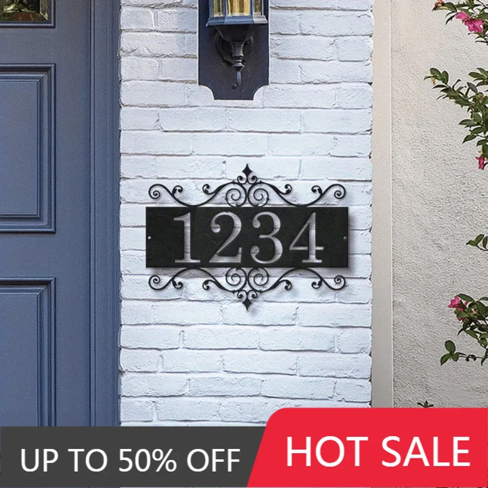 

Iron Art Decorative Painting Custom Vintage Metal Address Sign Personalized House Number Antique Handmade Rural Medieval Style I