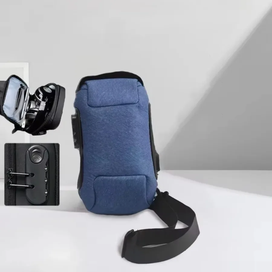 حقيبة رياضية لركوب الدراجات مع منفذ USB وقفل مجمع وحقيبة ركوب الدراجات الرياضية ذات سعة كبيرة وحقيبة صدر للرجال عبر البلاد