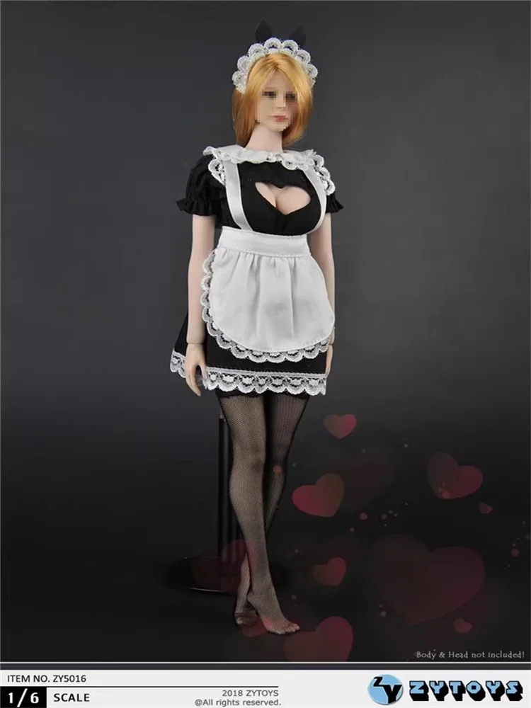 ZYTOYS ZY5016 1/6 Female Soldier Trend Hollow Breast Maid Clothes Set Model Toy Fit 12