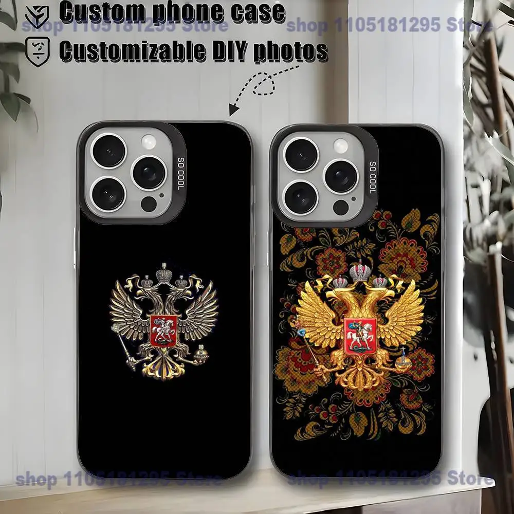 

Russia Flag national emblem Phone Case For iPhone17,16,15,14,13,12,11,Mini,Pro,MAX,plus,Black Matte Shockproof Cover