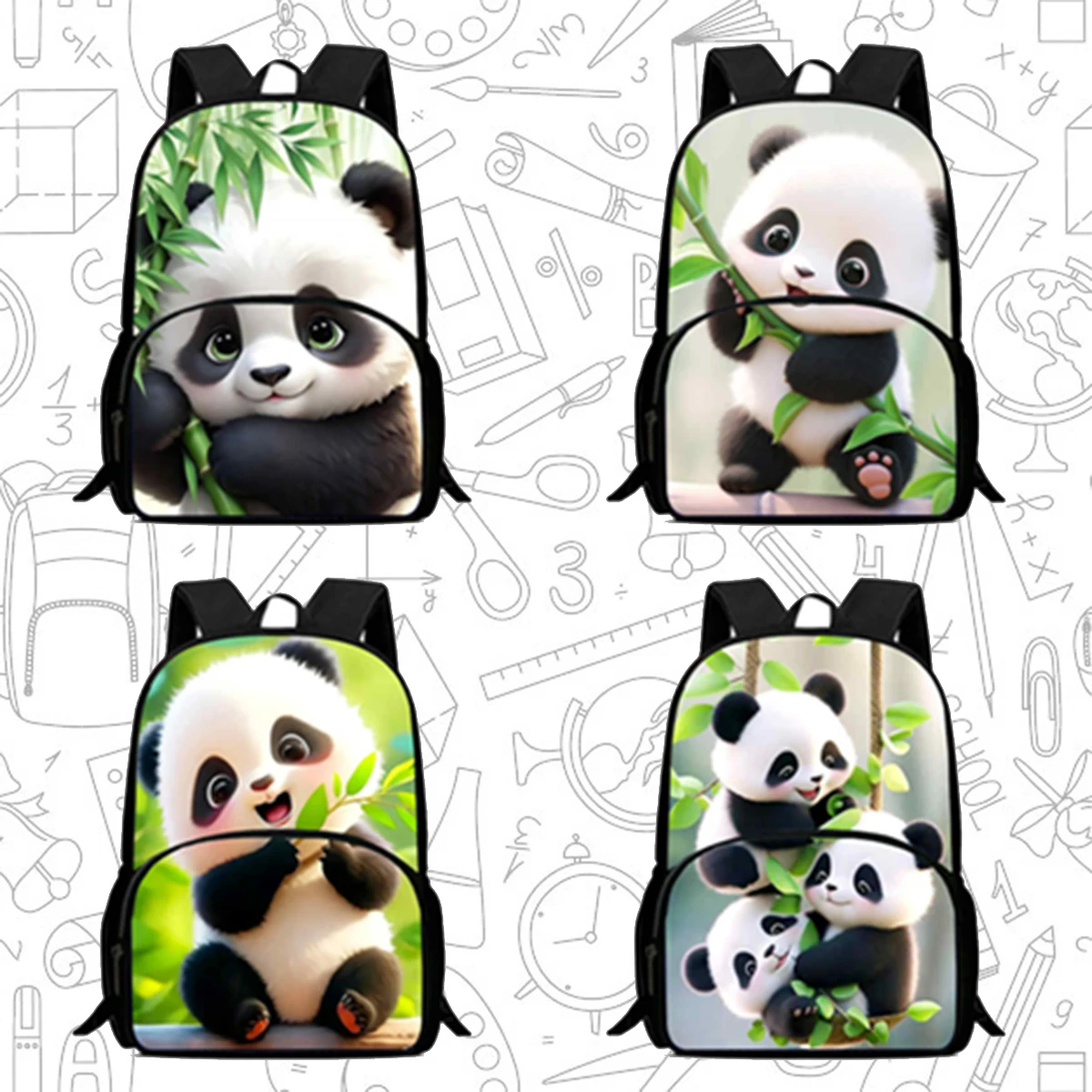 

Child School Backpack with Front Pocket,Cartoon Panda School Bags for Boys Girls,Durable Kids Backpack for Pupil Students