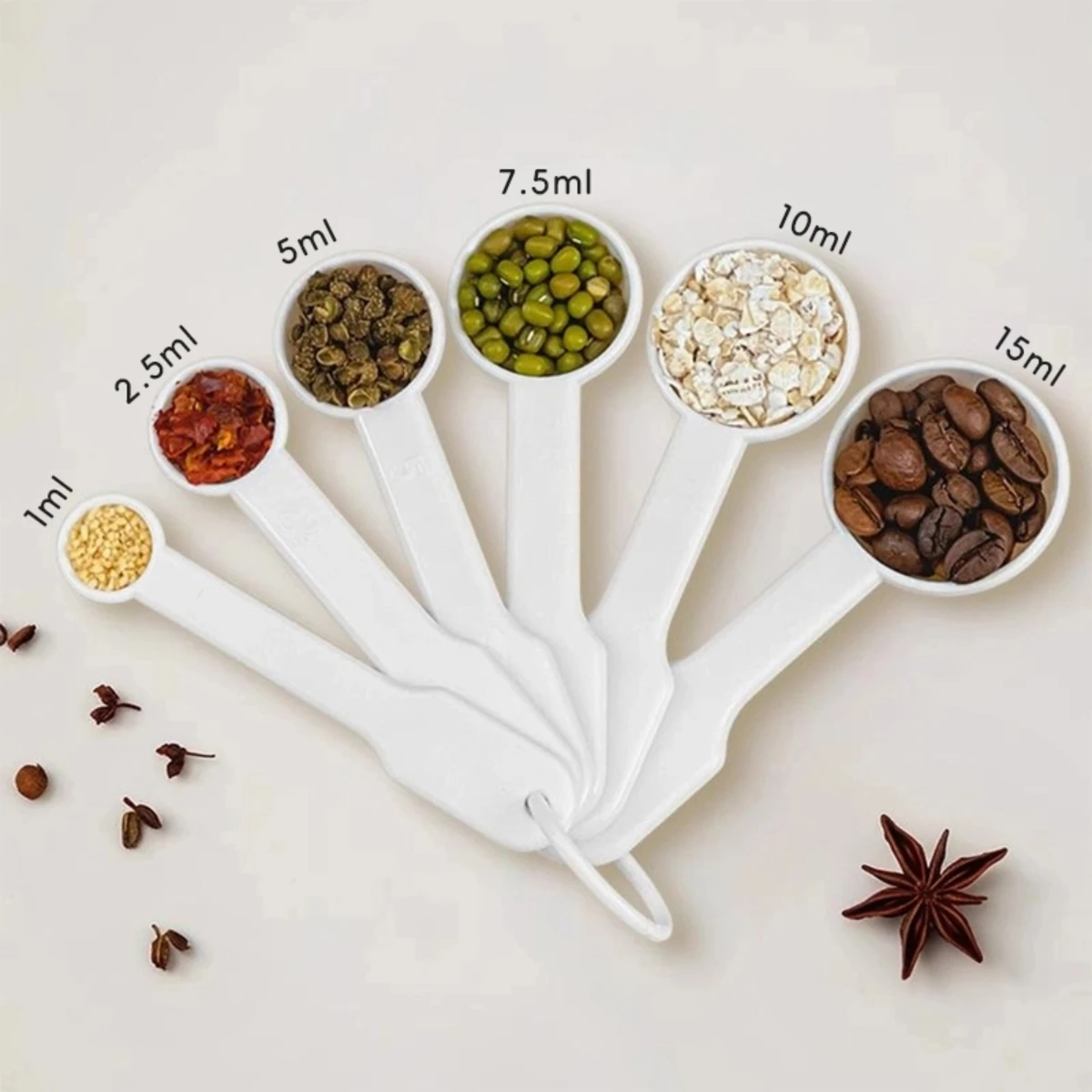 

WORTHBUY 6Pcs/Set Plastic Measuring Spoon Set Nestable Spice Coffee Measuring Spoon With Scale Measuring Tool Kitchen Accessorie
