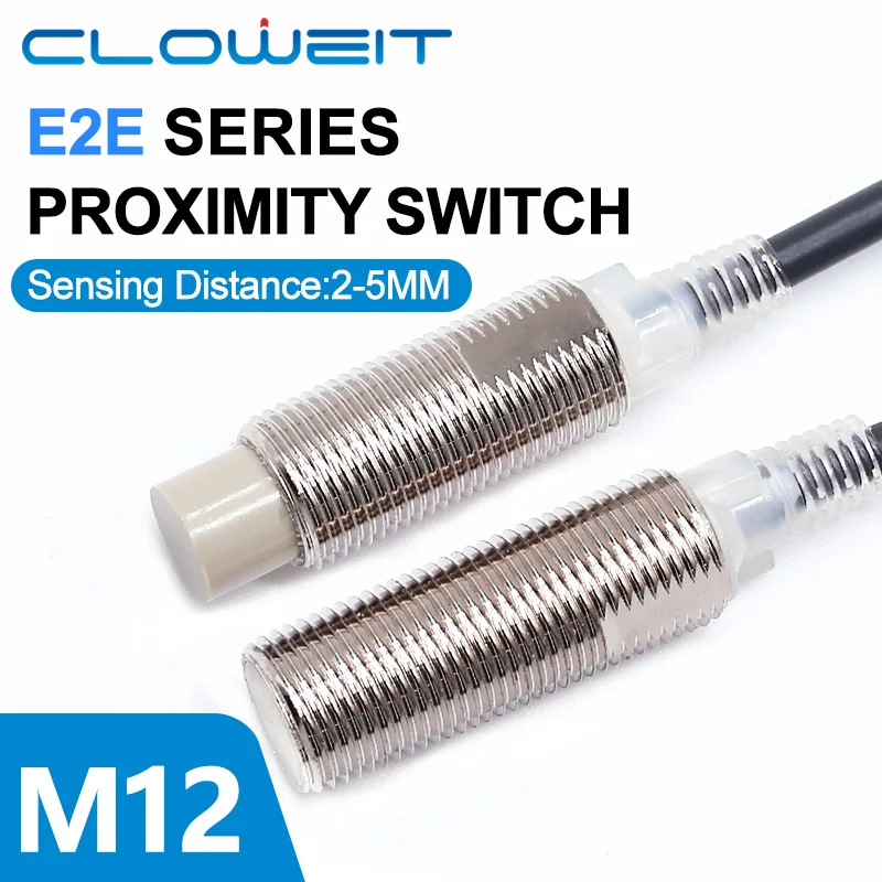 Sensor de Proximidade M12 Série E2E Cloweit E2E-X5E1 X5ME1 X2D1 X2F1 M12 DC 3 Fios NPN/PNP Distância de Detecção 2-5mm Comprimento do Cabo 2m