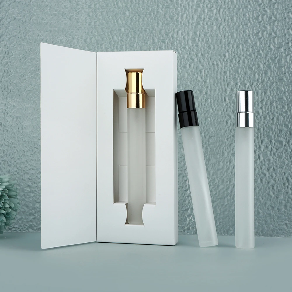 30/50Pcs 10ml Refillable Frosted Glass Perfume Spray Bottles-Gold/Silver/Black Nozzles Boxed Travel&Perfume Sampling Must-Haves