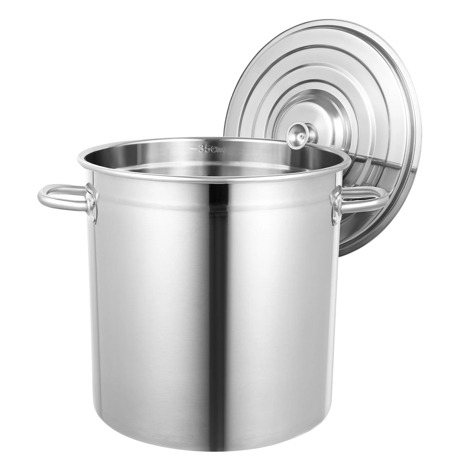 35 Liter Stainless Steel Soup Pot With Lid, Insulated Catering Cooking Pot, Stainless Steel Handle Barrel Cooking Pot