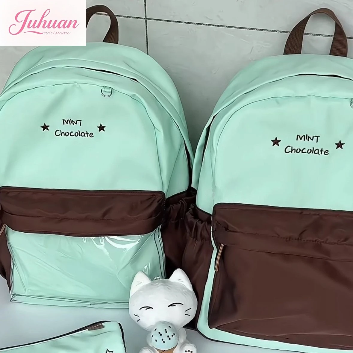 

Японский рюкзак Ltabag мятного и шоколадного цвета, женский мягкий школьный рюкзак в студенческом стиле для сестры, простой высококачественный универсальный школьный рюкзак