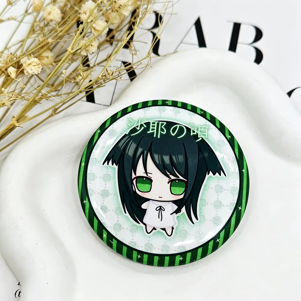 Anime The Song of Saya Cosplay Keychain Brooch Set Saya Cartoon Acrylic Pendant Keyring Metal Badge Backpack Accessories