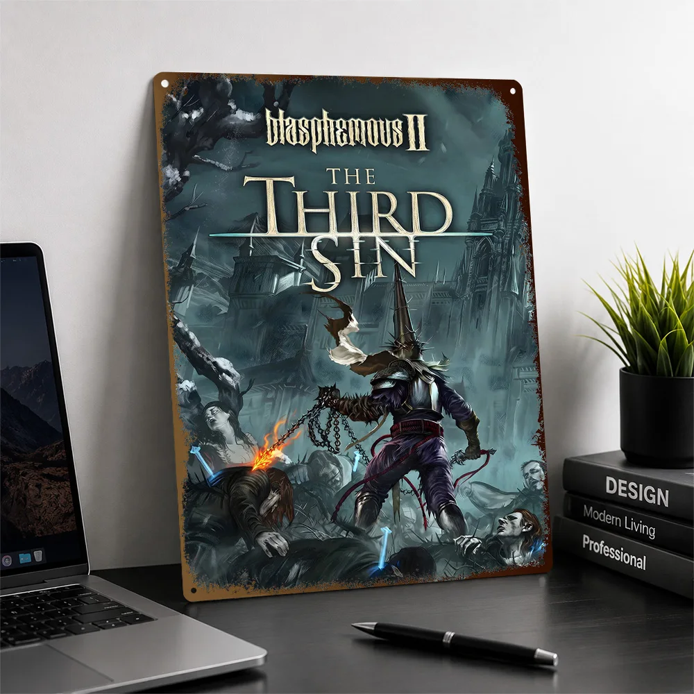 Blasphemous II The Third Sin Aluminum Poster Customized Metal Tin Sign Dark Realm Style Wall Art For Bedroom And Player Lounge