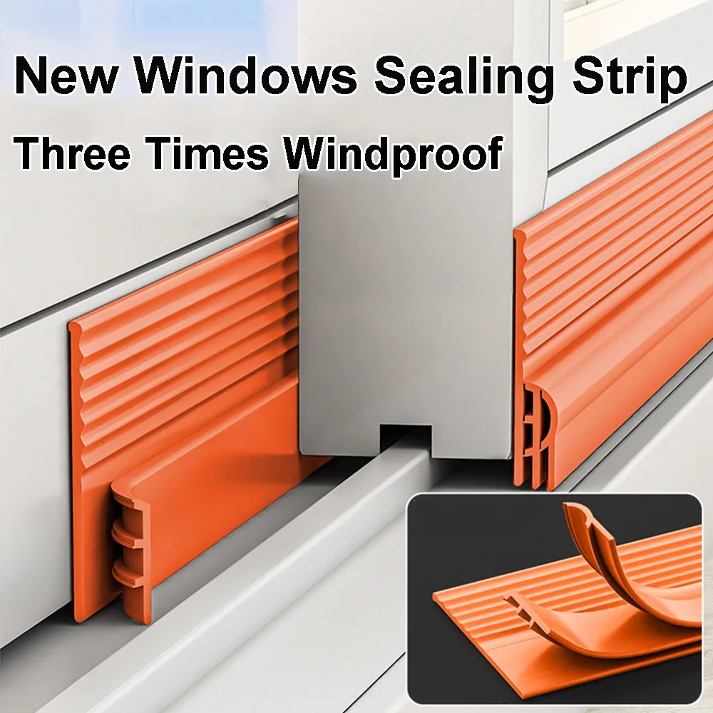 New TPE Sliding Windows Seal Strip Self Adhesive Triple Soundproof Tape Windproof Anti-Cold Door Flexible Weatherstrip Tape
