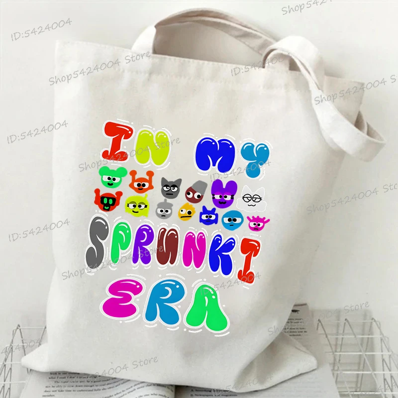 Fashion Teenager Cute Sprunki Shoulder Bag Funny Incredibox Game Figure Trend Men Women Anime Canvas Tote Bags Sprunki Handbgs