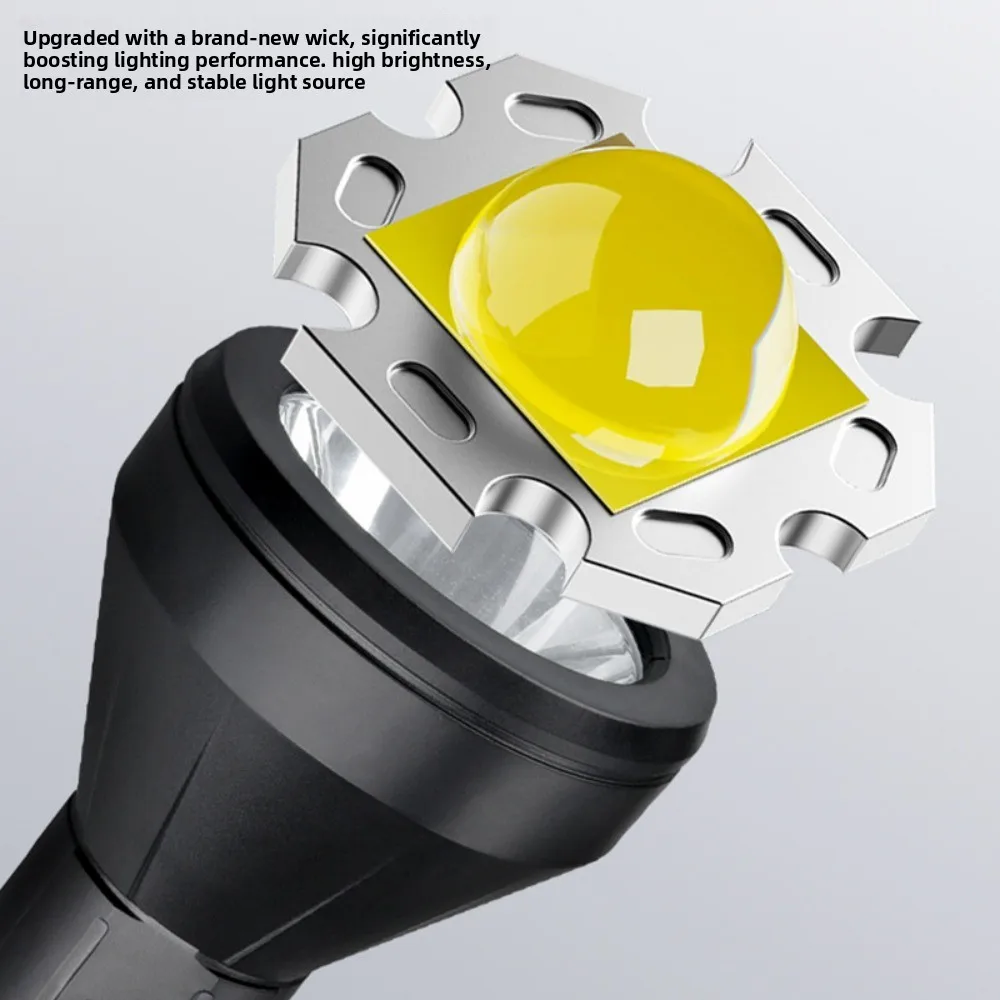 Dual-Light Source Camping Flashlight Multi-Gear Dimmable Portable Warm Light Torch for Outdoor Adventure & Cycling