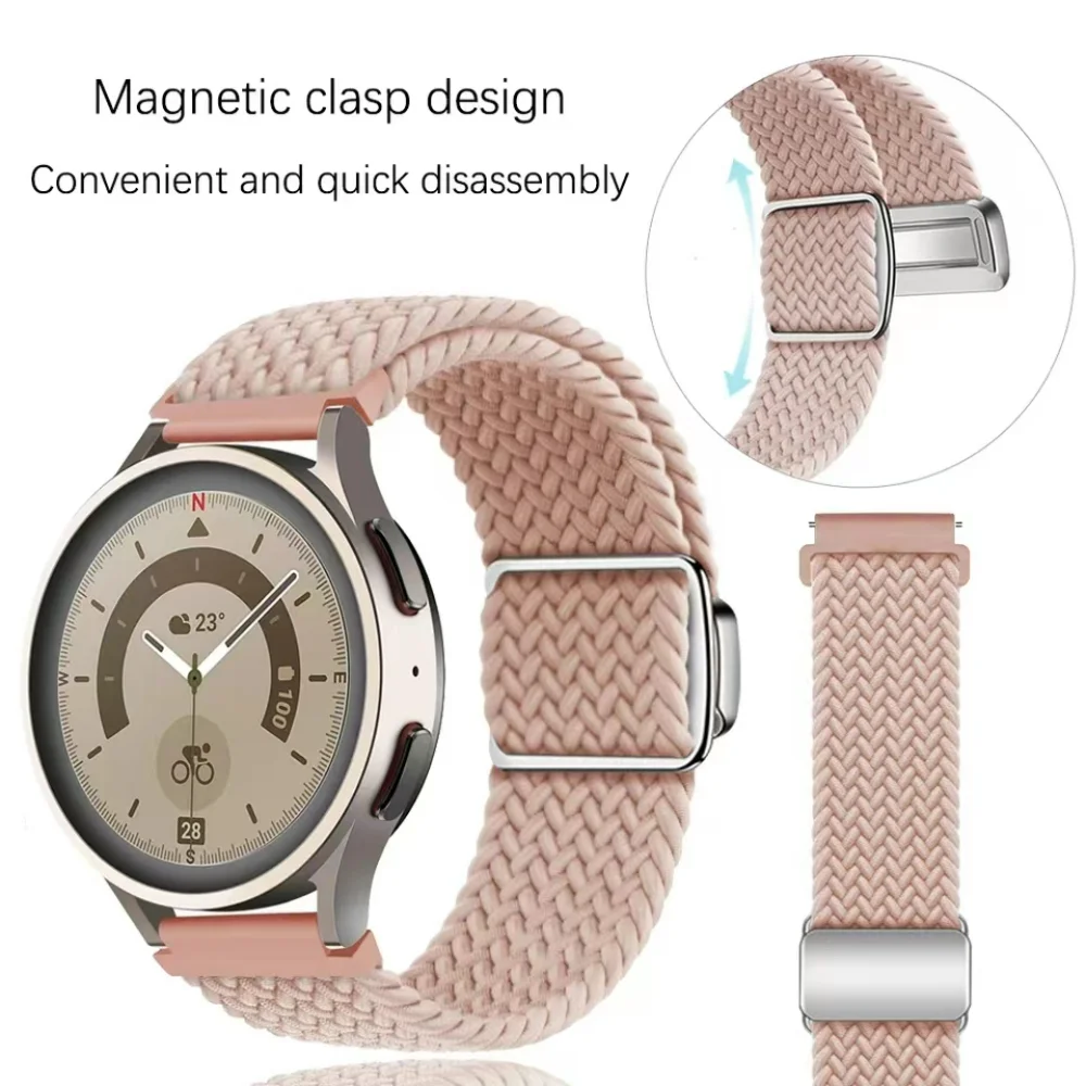 Bracelet en nylon pour montre Samsung Galaxy, 20mm, 22mm, 5, 4, 3, Gear S3, Active 2, bracelet à boucle magnétique pour montre Huawei, Amazfit GTR