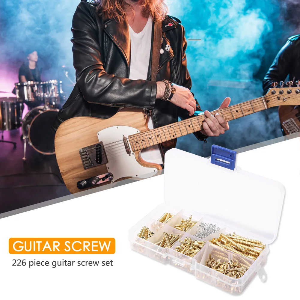 226pcs Guitar Screws Kit for Pickguard Back Plate Mount Assortment with Storage