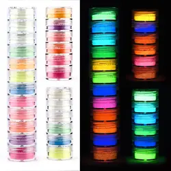 6/12pcs Set Luminous Powder Resin Pigment DIY Epoxy Resin Mold Nail Art Glitter Powder Glow In The Dark Jewelry Making Supplies