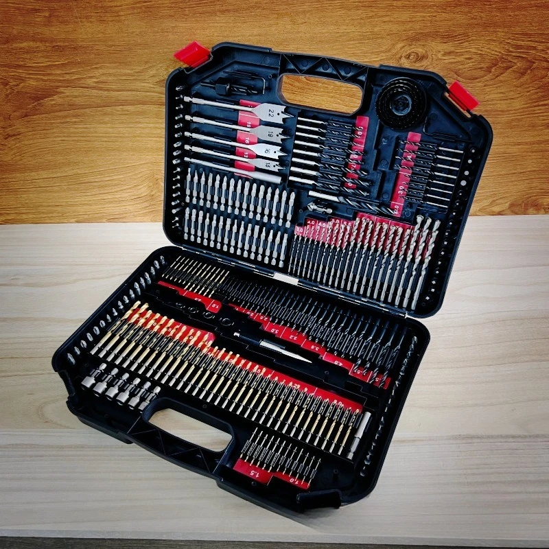 

Household 246 piece drill set, hole opener, Fried Dough Twists drill bit, carpenter's flat drill set