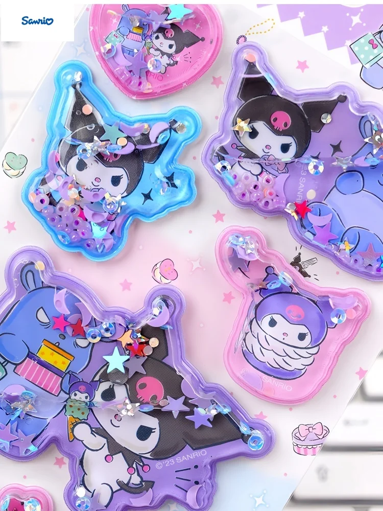 

Sanrio Kuromi Sticker Crystal Quicksand Shake Stickers Glitter Sequins For DIY Craft Scrapbook Laptop Luggage Decor
