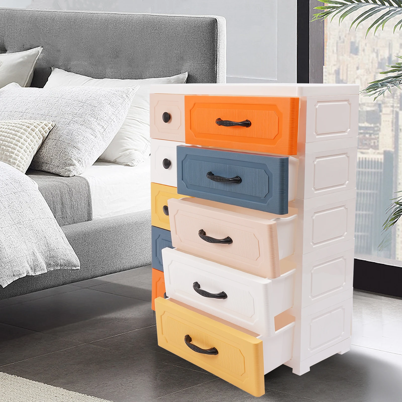 Colorful PP  Storage Drawer Units/Plastic Storage Dressers/Plastic Drawer Dresser Maximum bearing capacity: 120lbs