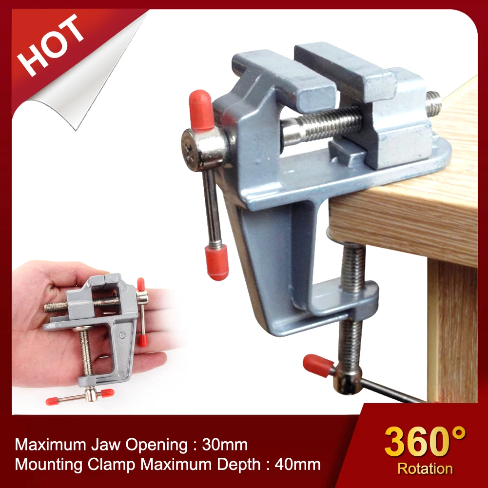 

30MM Mini Bench Vise Aluminum Durable Small Table Clamp Portable Jewelers Craft Hobby Woodworking Clamp DIY Tools