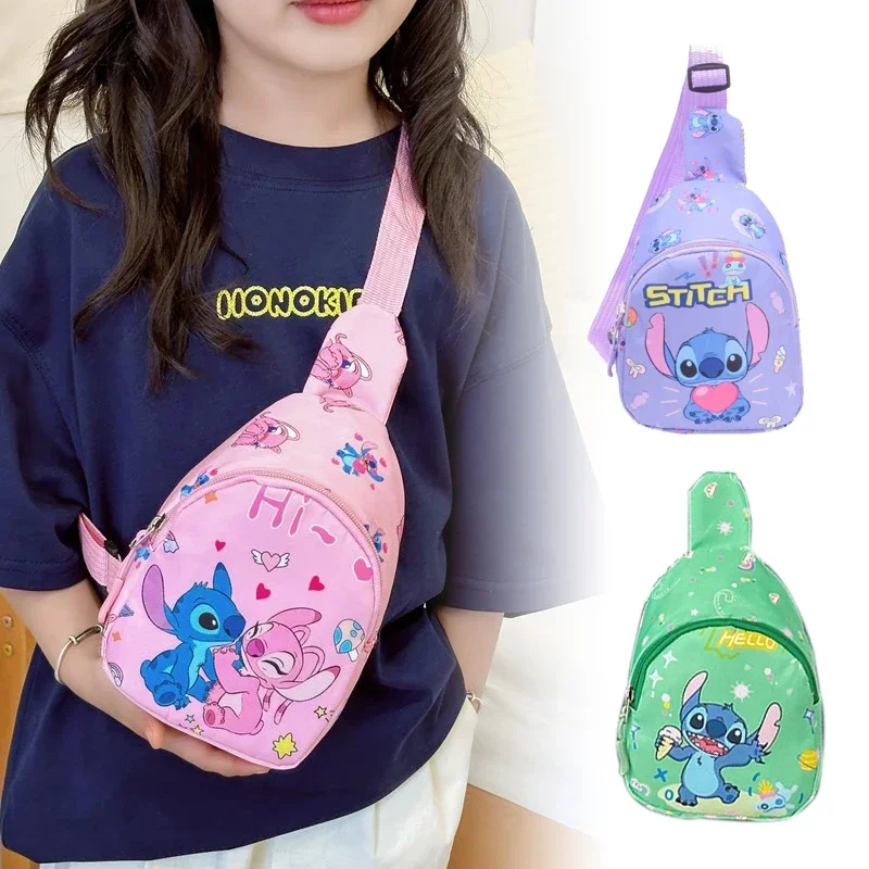 

Disney Lilo & Stitch Boys Girls Stitch Anime Knitted Chest Bags Outdoor Mini Shoulder Bags Cute Zipper Waist Bag Children Gifts