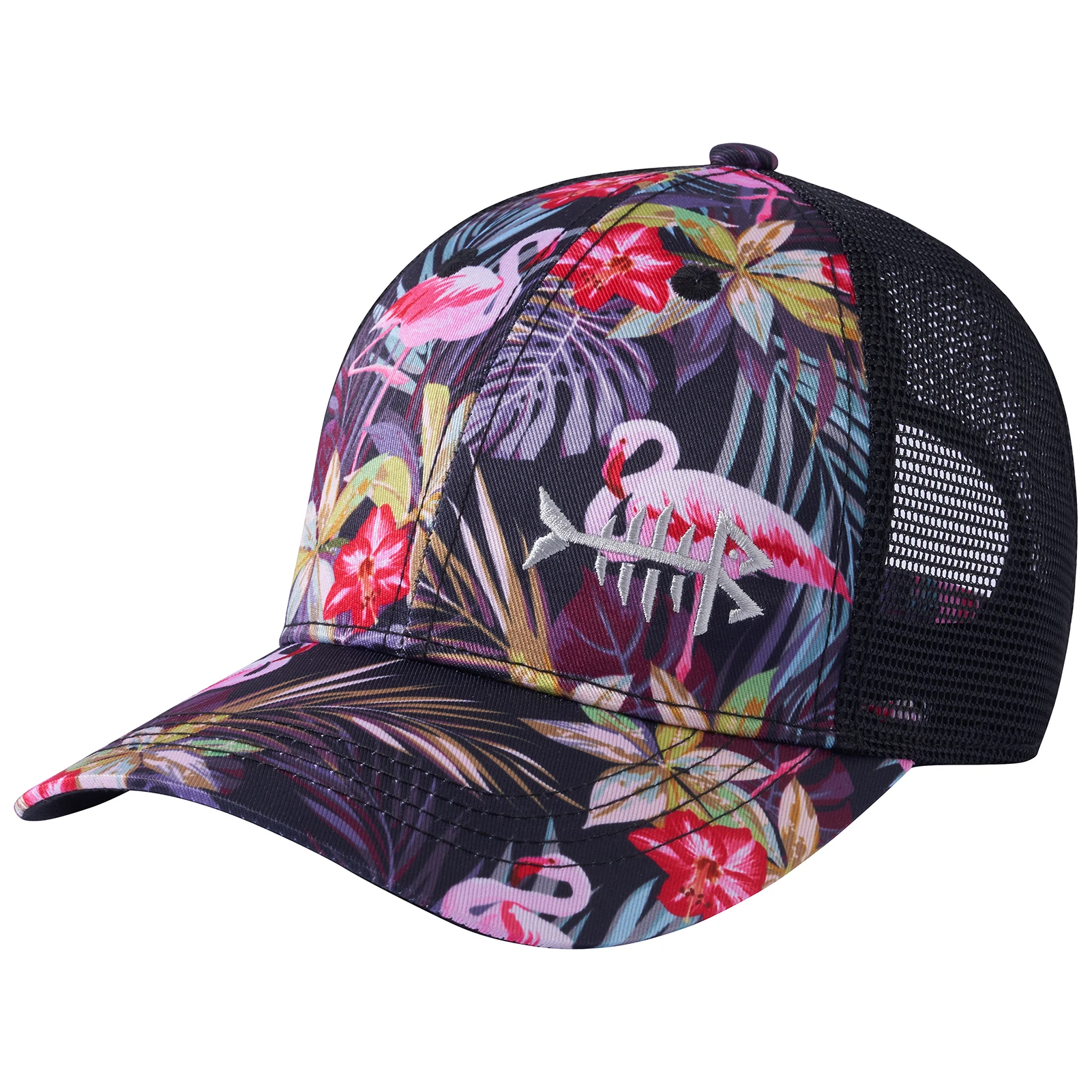 Bassdash Altimate Fishing Golf Hat Mesh Back For Men Women Adjustable Baseball Trucker Peaked Cap Flamingo Camouflage Print